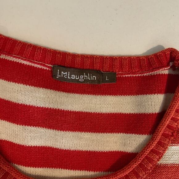 J McLaughlin Sweater Womens L Large Multi Linen Blend Striped Crew Long Sleeve - Picture 8 of 12